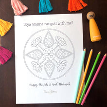 Load image into Gallery viewer, Diwali Coloring Page • Diya Wanna Rangoli